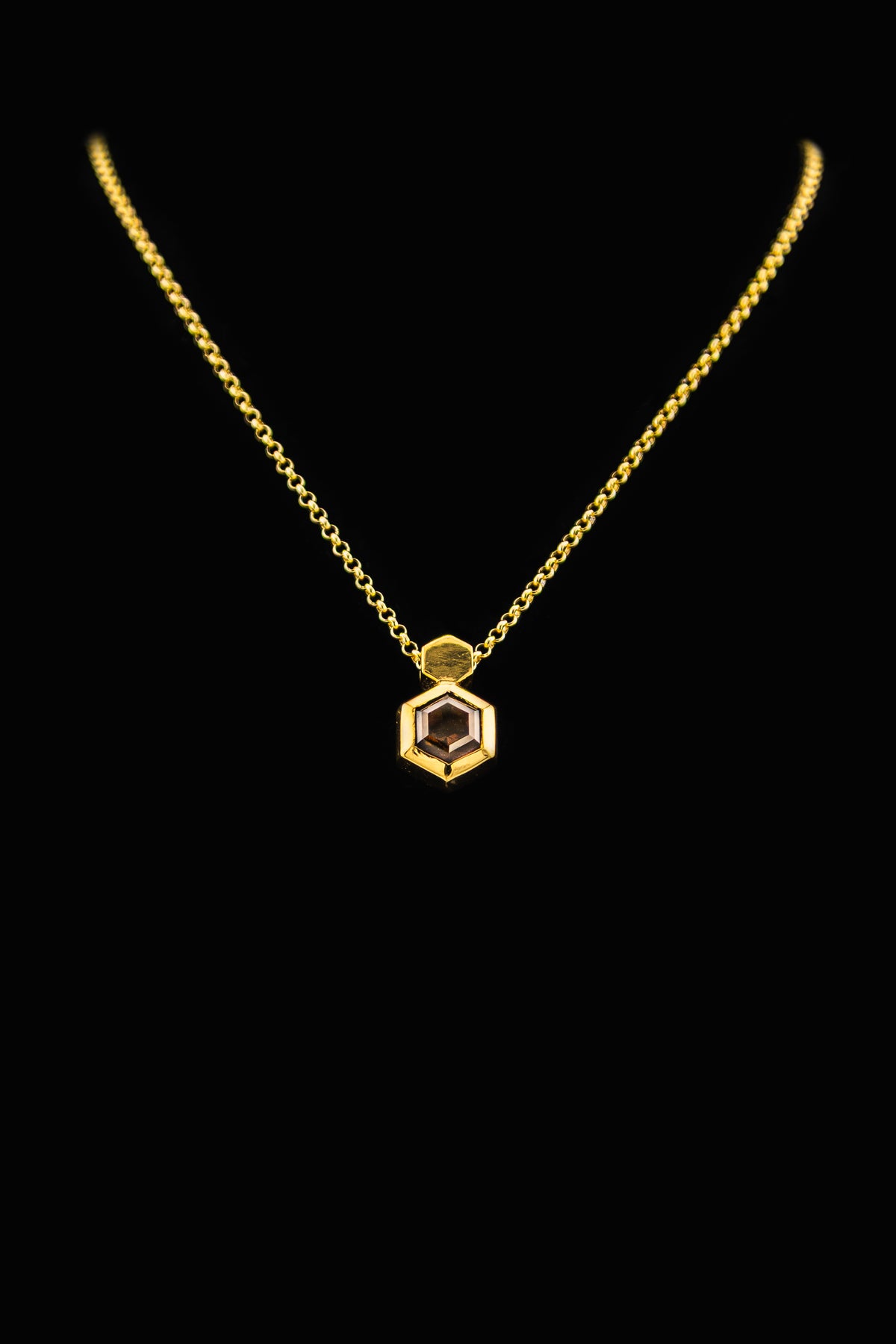 Smoky Quartz Hexagon Necklace