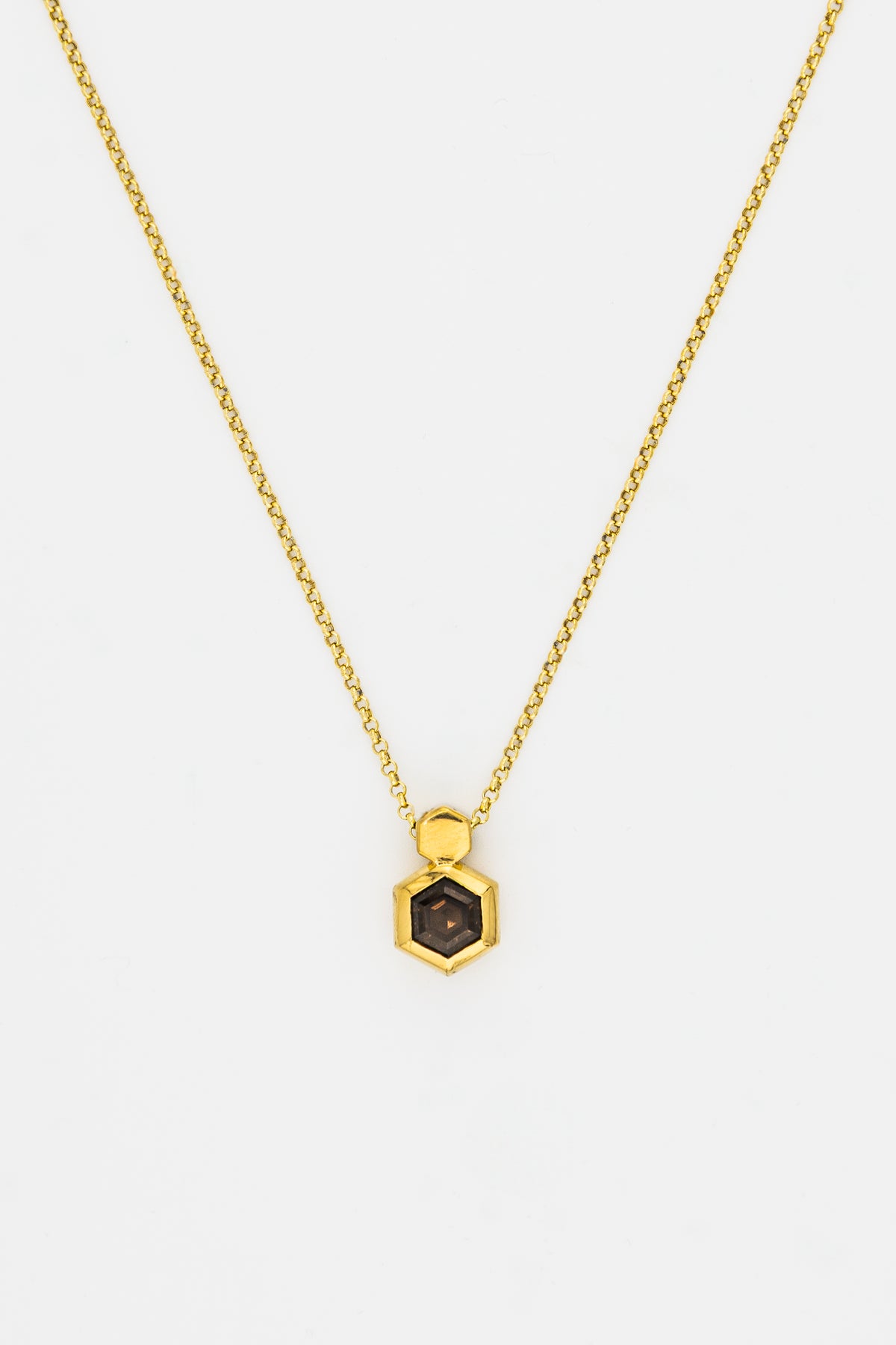 Smoky Quartz Hexagon Necklace