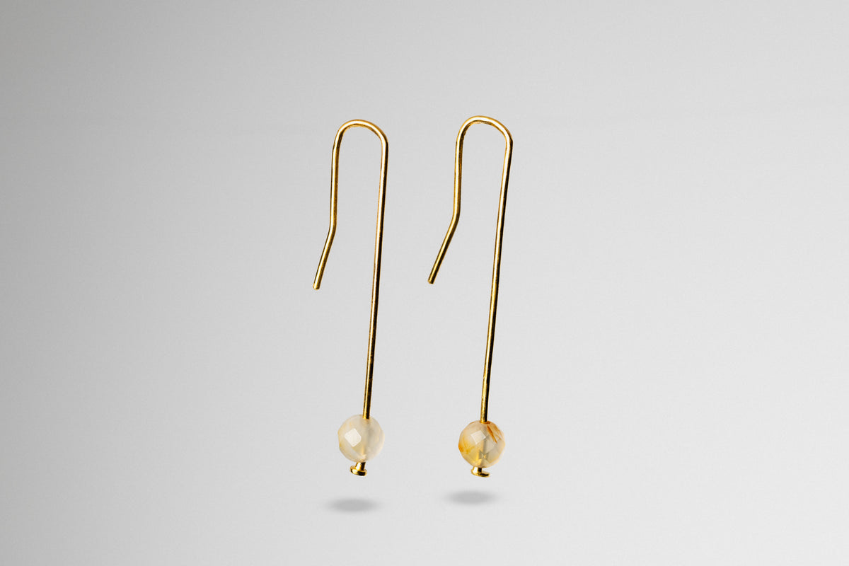 Pendientes Ágatas Del Dorado Blancas