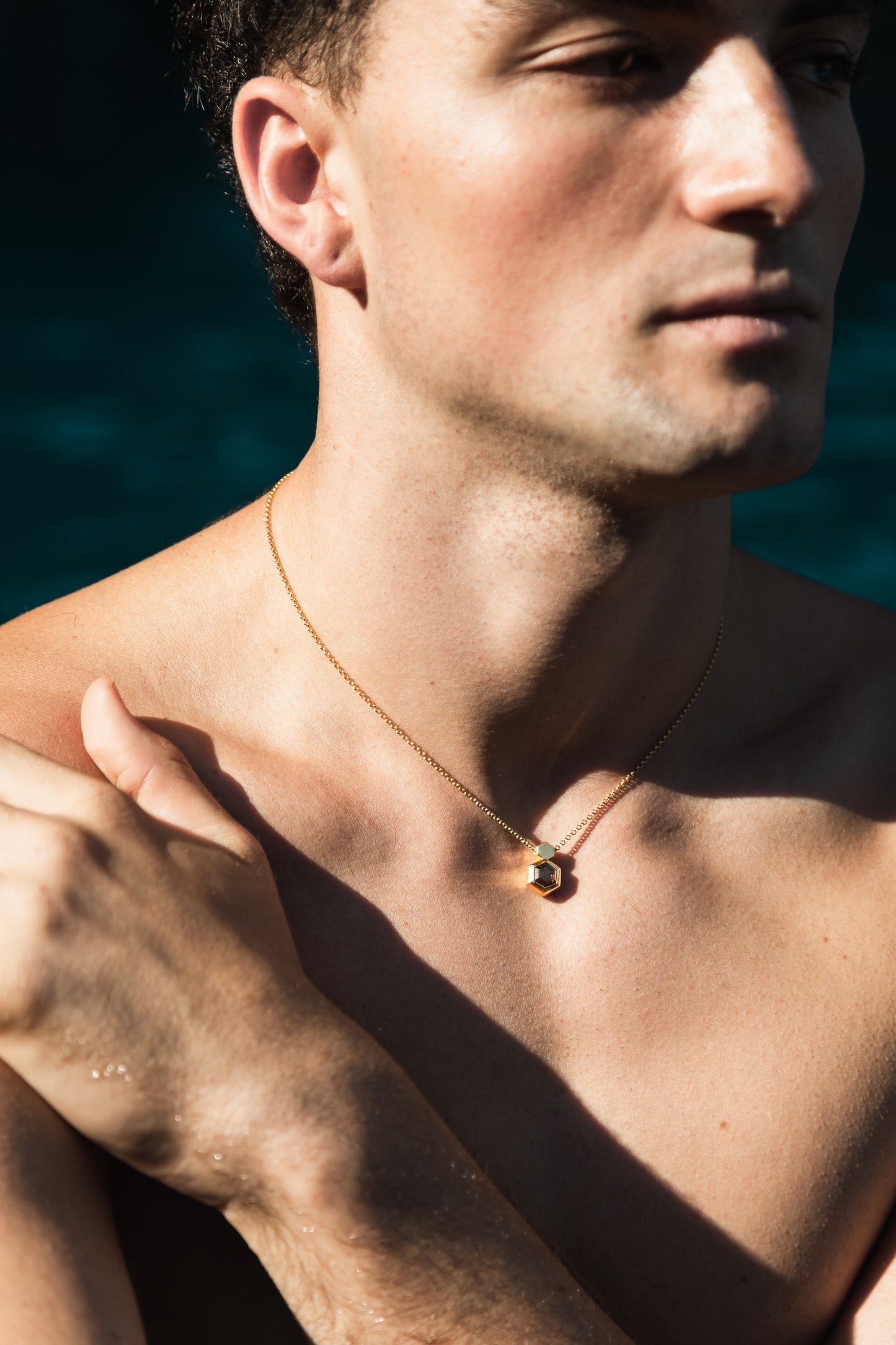 Collar Cuarzo Fume Hexágono