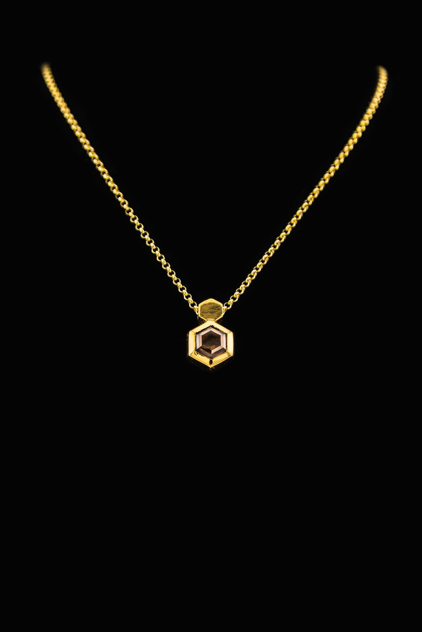 Collar Cuarzo Fume Hexágono