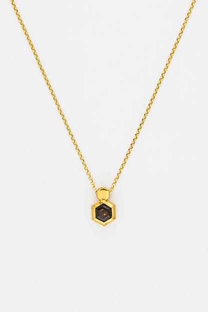 Collar Cuarzo Fume Hexágono