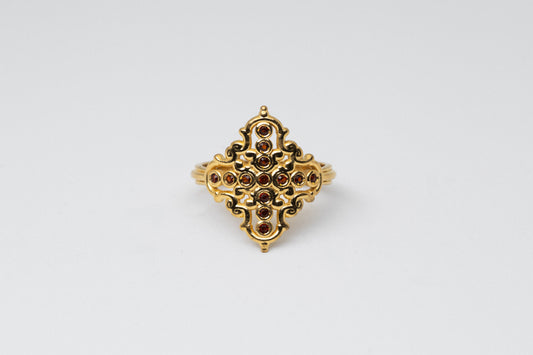 Anillo Creu Mallorquina JVP Rococó V2 Granates