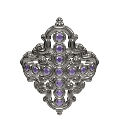 Anillo Creu Mallorquina JVP Rococó V2 Tanzanitas